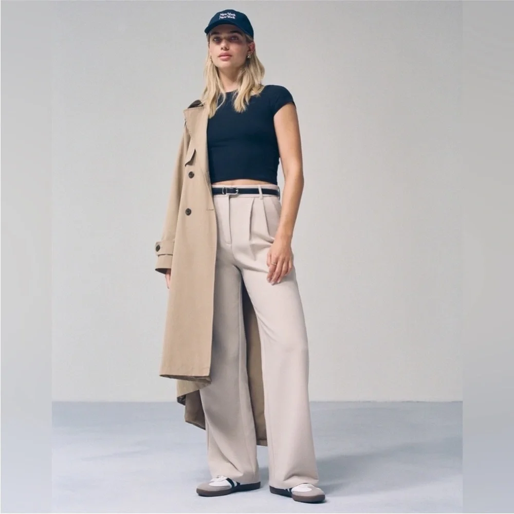 Abercrombie & Fitch Sloane Tailored Wide Leg Pant NWT Taupe Sz 26/2 - Picture 5 of 16